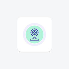 Webcam, webcam recorder purple line icon on a colorful circle, stylish icon, ai illustrator file