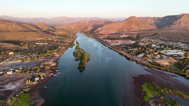 Shot of river and boats in muleg&eacute; mexico