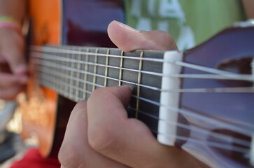 Chitarra, mano, musica, vista, belvedere, natura, converto