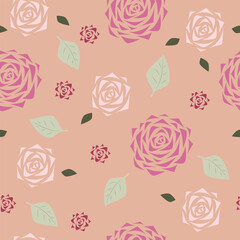 Seamless Pattern with Roses and Leaves for Background