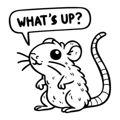 cute rat saying what's up cartoon doodle sketch