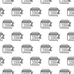 Save the date icon seamless pattern on white