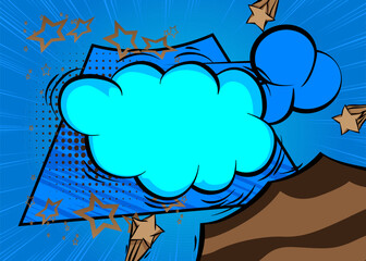 Cartoon blue and brown background, comic book backdrop. Retro vector comics pop art design.