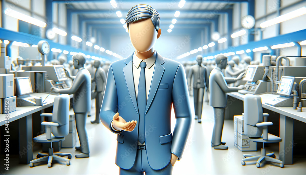 Aufkleber 3d manager overseeing operations on the factory floor candid moment concept as a candid shot of a ma