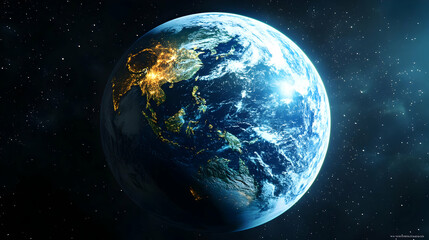 Fototapeta premium Earth from space with city lights.