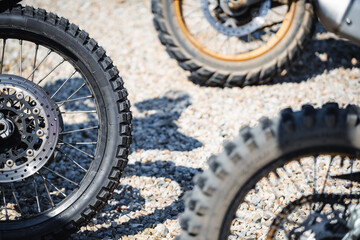 Motorcycle wheels with off road tires