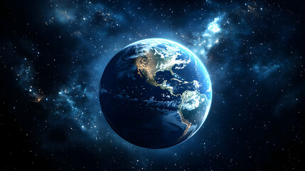 Obraz premium Earth in space with a starry backdrop.