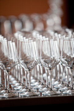 Row of Wine Glasses at Reception