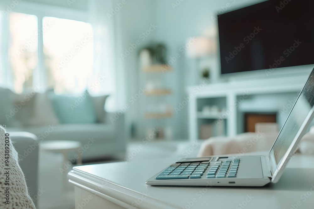 Canvas Prints Laptop on a Table in a Living Room