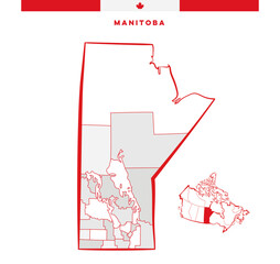 Manitoba in Canada, North America - Map