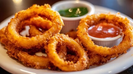 Crispy Onion Rings with Dipping Sauces