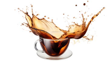 Coffee splashing with rising aroma, isolated on white background.