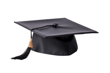 graduation cap with a personalized message or design on the top isolated on a white background.