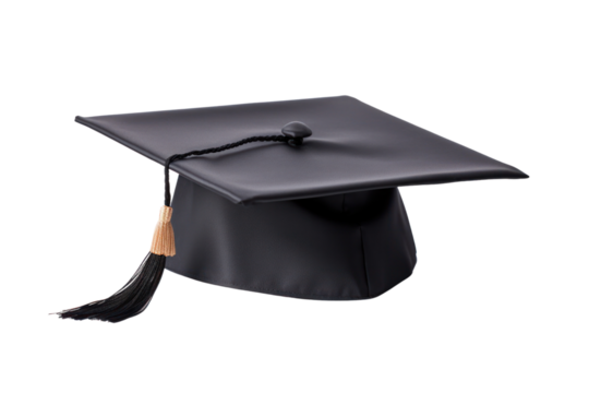 graduation cap with a personalized message or design on the top isolated on a white background.