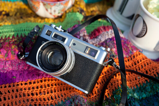 Camera on Picnic Blanket