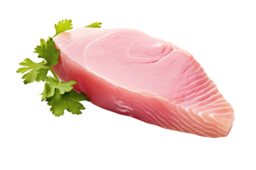 swordfish loin steak being isolated on white background