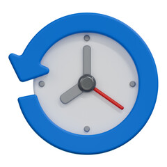 history back in time reload clock 3d illustration