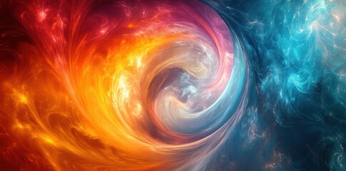 Fototapeta premium Abstract Swirling Nebula with Fire and Ice Colors