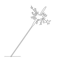 One continuous single drawn line art doodle line, sparkler, firework, hand, celebration, fire. isolated image hand-drawn contour on a white background