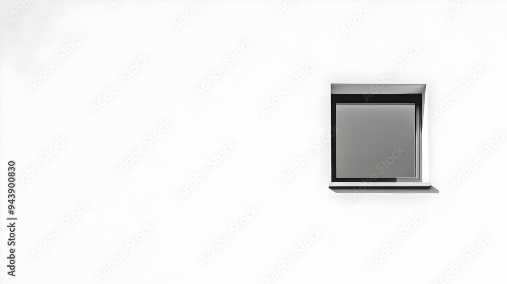 Poster minimalist house with a single window featuring a clean contemporary design and ample copy space for