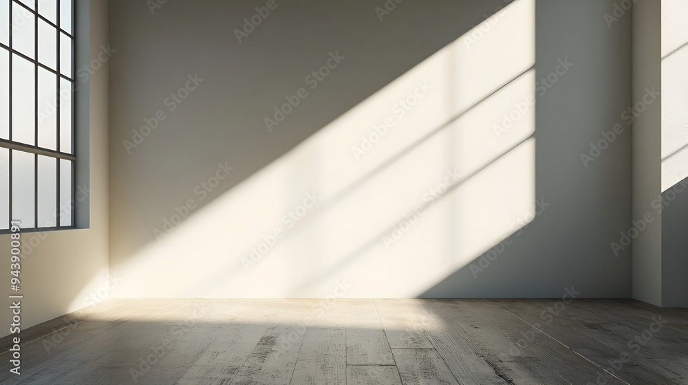 Poster a lone window casting soft warm light into an empty minimalist interior space with copy space the ar