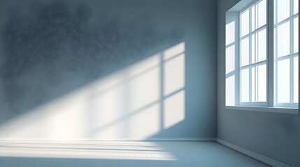 Fototapeta premium Solitary window casting bright natural light into a serene minimalist empty space with ample copy space for text overlay or graphic design Clean simple and elegant background with a calming