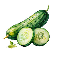 Fresh green cucumber transparent background