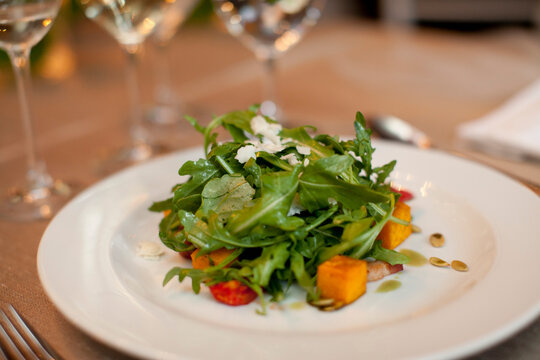 Close-up of Arugula Salad on Plate
