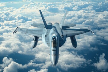 Fighter Jet Flying Above Clouds