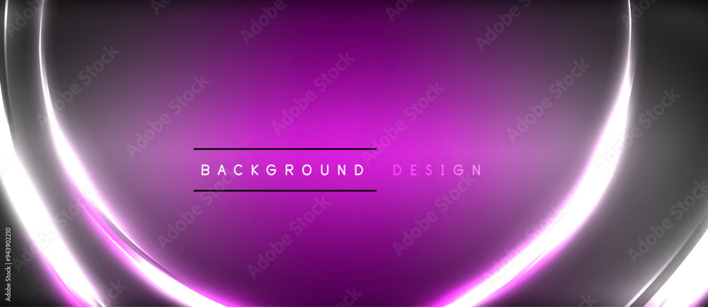 Poster neon glowing circle rays, light round lines in the dark, planet style neon wave lines. energetic ele