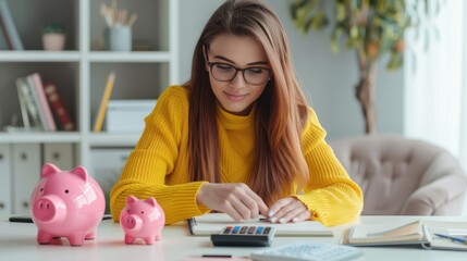 The woman with piggybanks