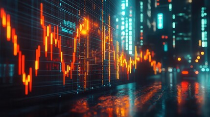 Obraz premium Stock market graph with fluctuating lines, superimposed with dividend payouts and risk warning signs, stock market dividends risk, volatile investment landscape