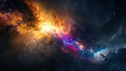 Cosmic Nebula with Stars and Planets