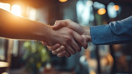 A handshake captured in a well-lit office environment, highlighting the values of honesty and trust in business