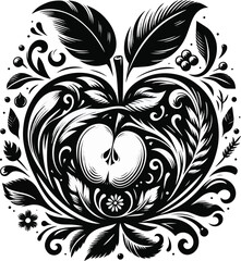 realistic apple silhouette vector style with white background