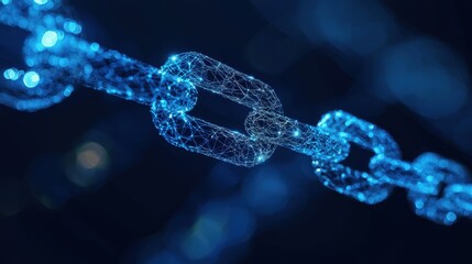 Abstract Blue Chain Link  Technology Background  Digital Network  Connection  Web Design