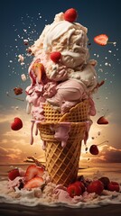 Colorful Ice Cream Background for Banner or Poster.