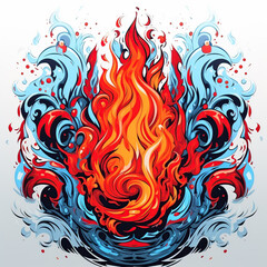 Fototapeta premium A stylized illustration of a flame with swirling patterns.