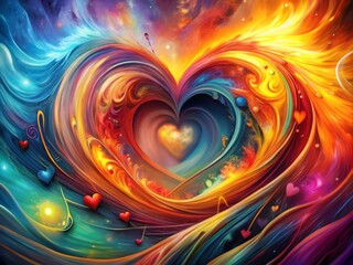 Chromatic Heartburn Symphony: Vibrant hues, swirling discomfort, harmonious resolution, artistic expression