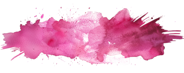 Vibrant pink watercolor splash abstract art created with fluid brush strokes on white background