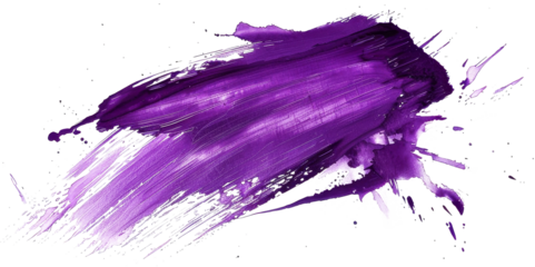 A vibrant splash of purple paint creates an expressive abstract design on a white background