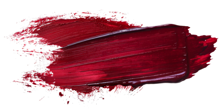 Bold red paint stroke on a white background showcases artistry and creative expression in detail