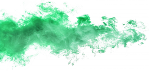 Green smoke swirling against a white background, creating a vibrant and enigmatic effect