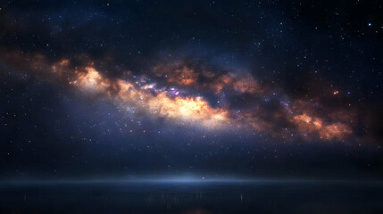 Fototapeta premium Night sky with milky way galaxy reflecting on water.