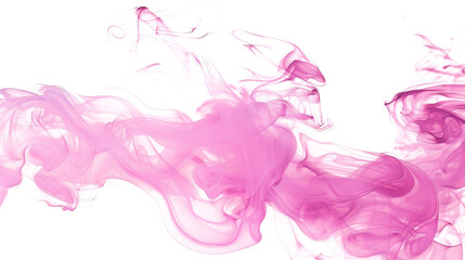 Fototapeta premium Delicate pink smoke swirling gracefully against a white background in artistic display