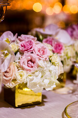 Close-up of Bouquet Centerpieces at Wedding