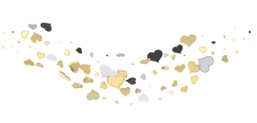 hearts on a transparent background. 3D rendering. for valentine's day and wedding. PNG Rain from hearts.