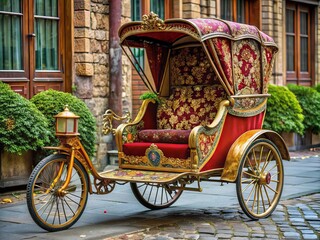 Elegant Victorian Pedicab: Ornate pedicab in a Victorian era setting, rich colors, intricate details