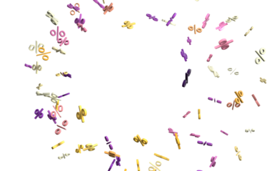 percent shopping digital in 3d. background