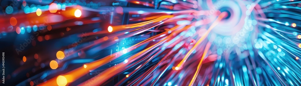Aufkleber vibrant abstract image of fiber optics with colorful lights and dynamic movement symbolizing high-sp